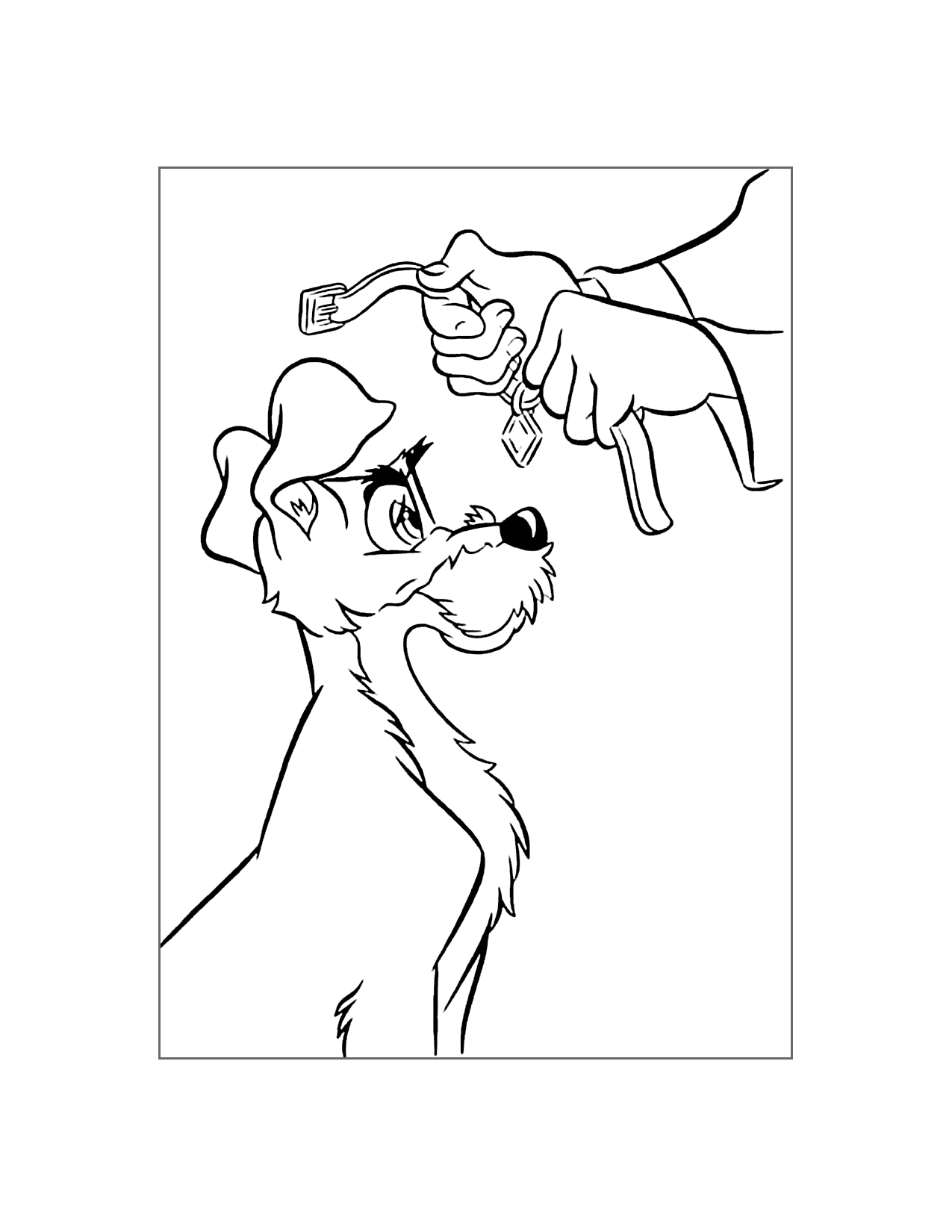 Tramp Gets A Collar Coloring Page