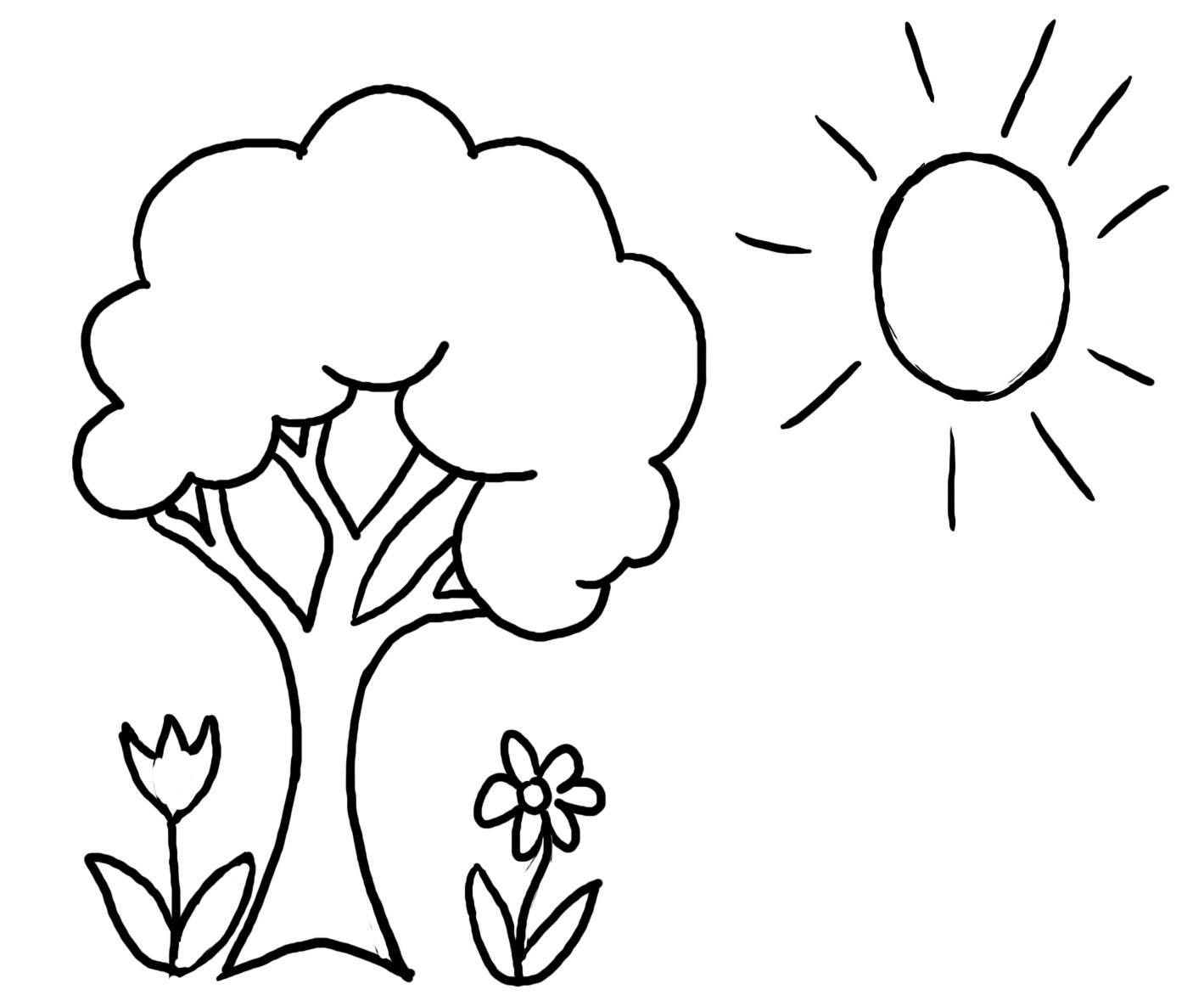 Tree Coloring Page for Preschool