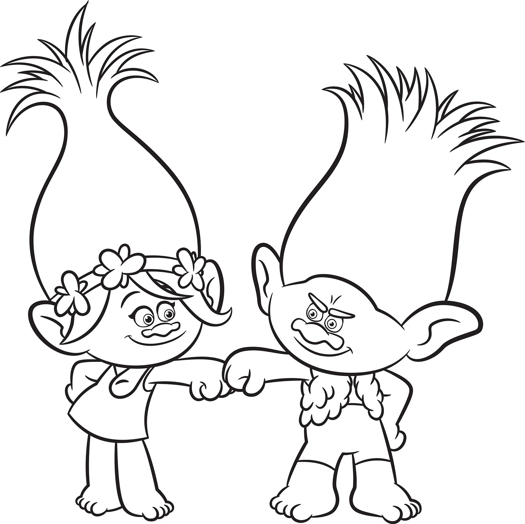 Trolls Coloring Pages Poppy and Branch