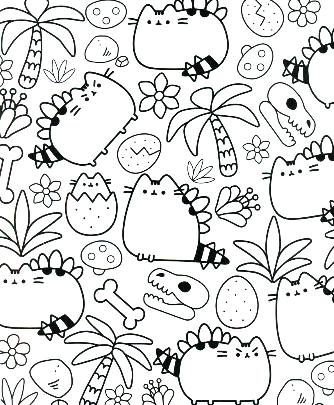 Tropical Pusheen Coloring Pages