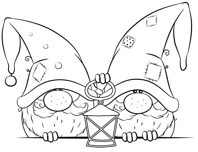 Twin Gnomes Coloring Page