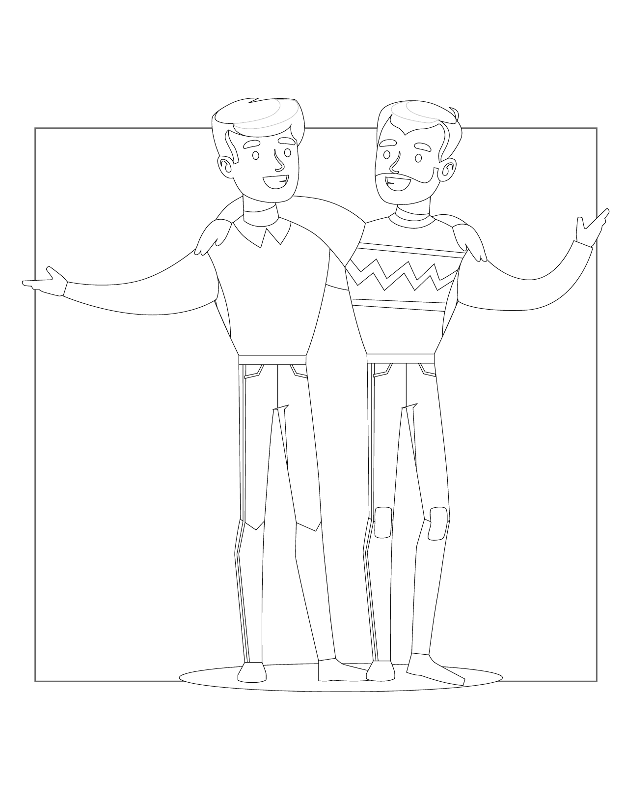 Two Best Guy Friends Coloring Page