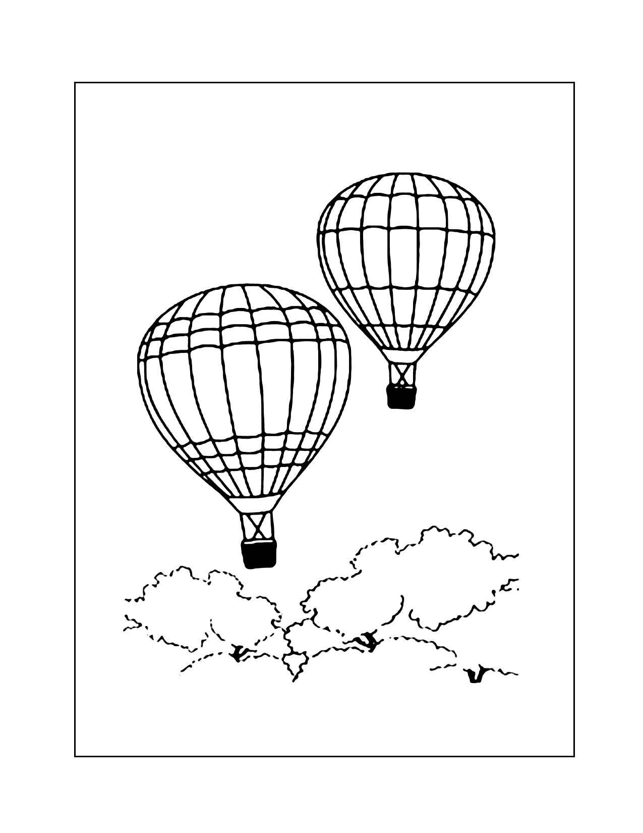 Two Hot Air Balloons Coloring Page