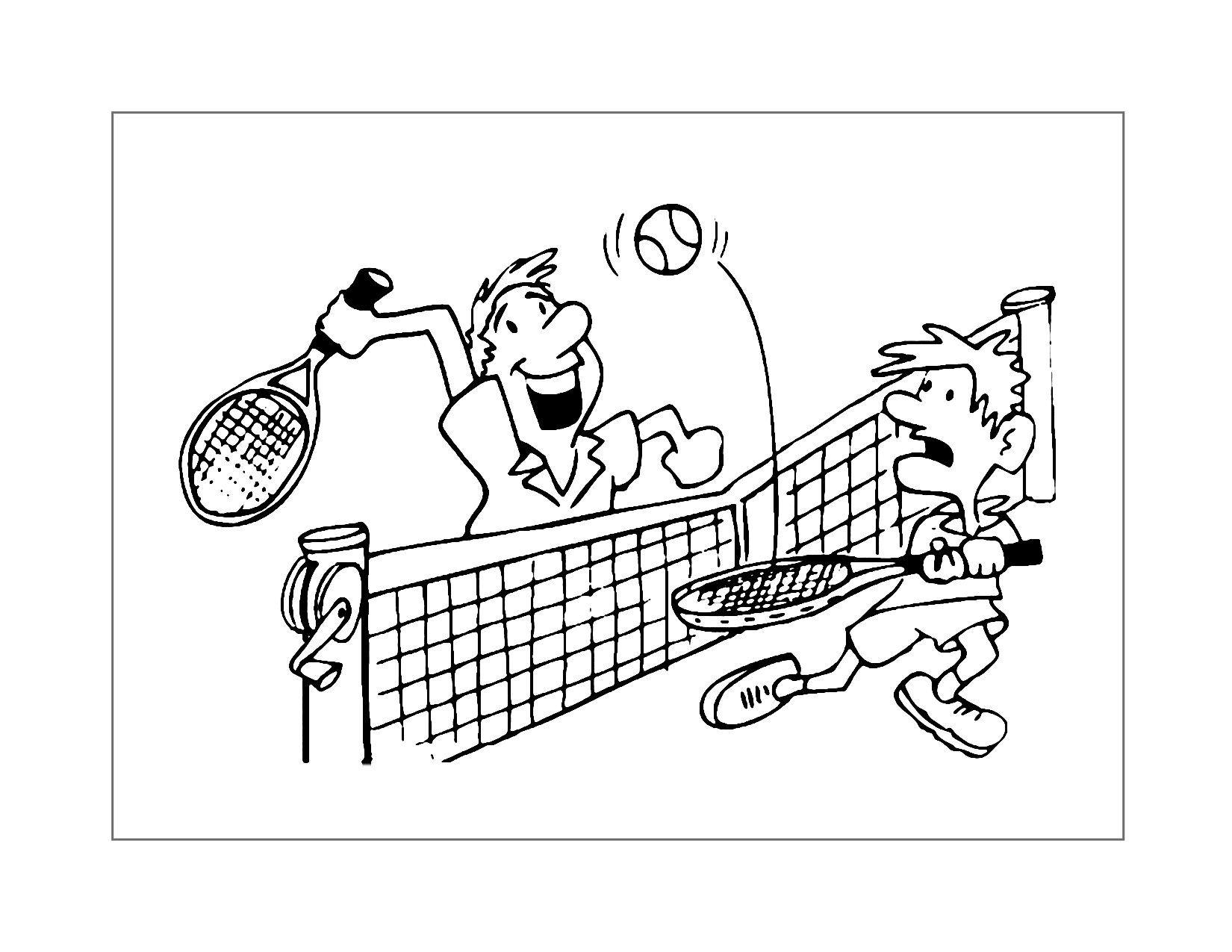 Two Men Playing Tennis Coloring Page