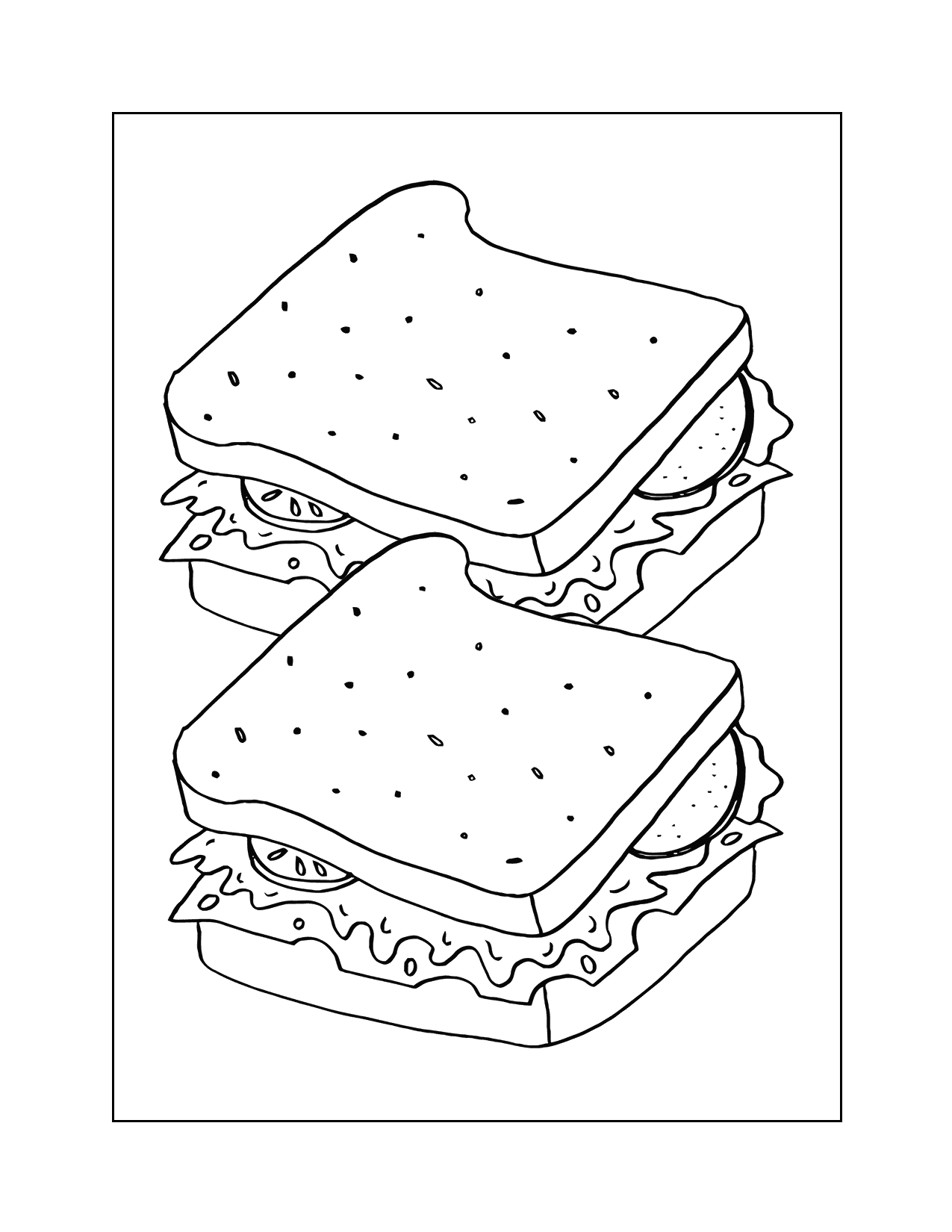 Two Sandwiches Coloring Page