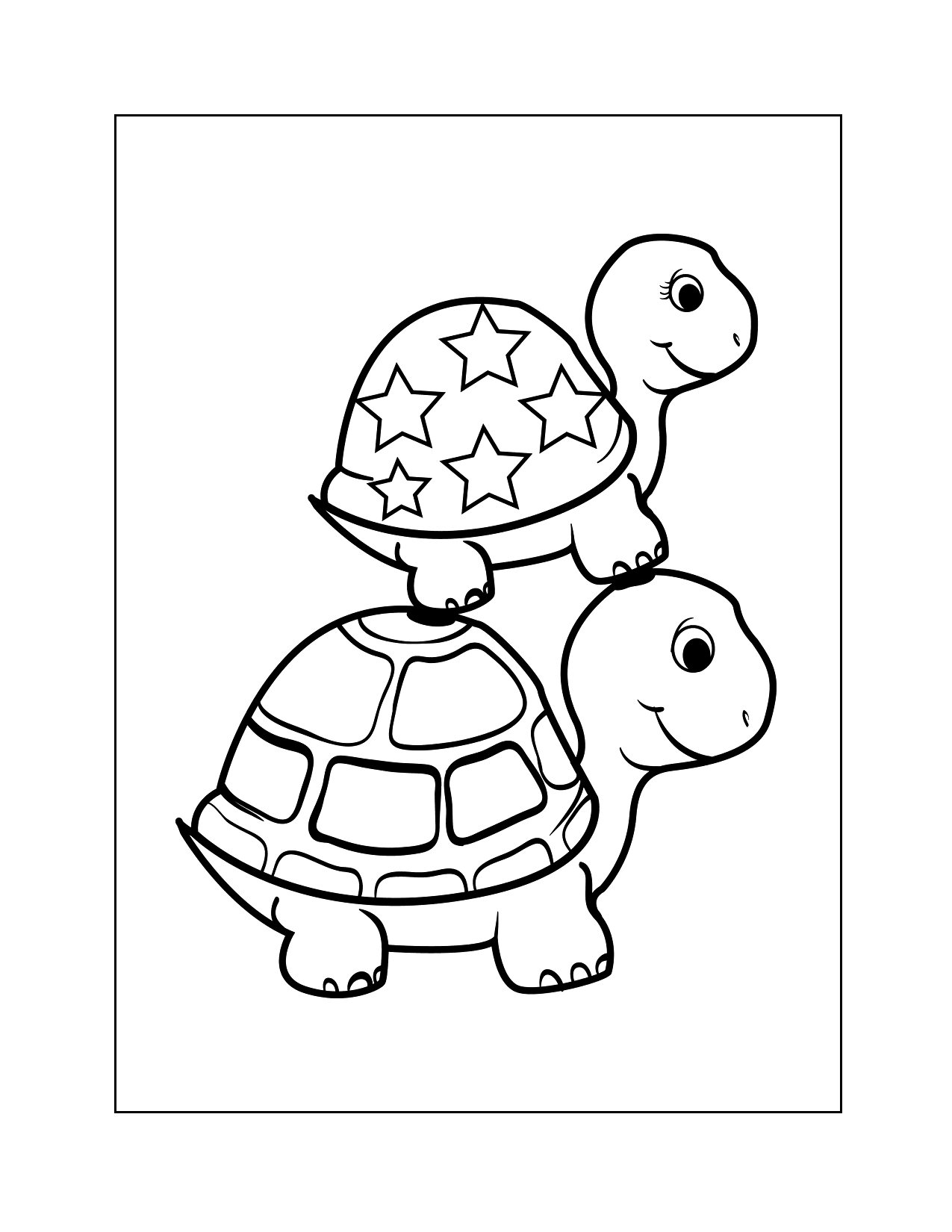 Two Turtle Pyramid Coloring Page