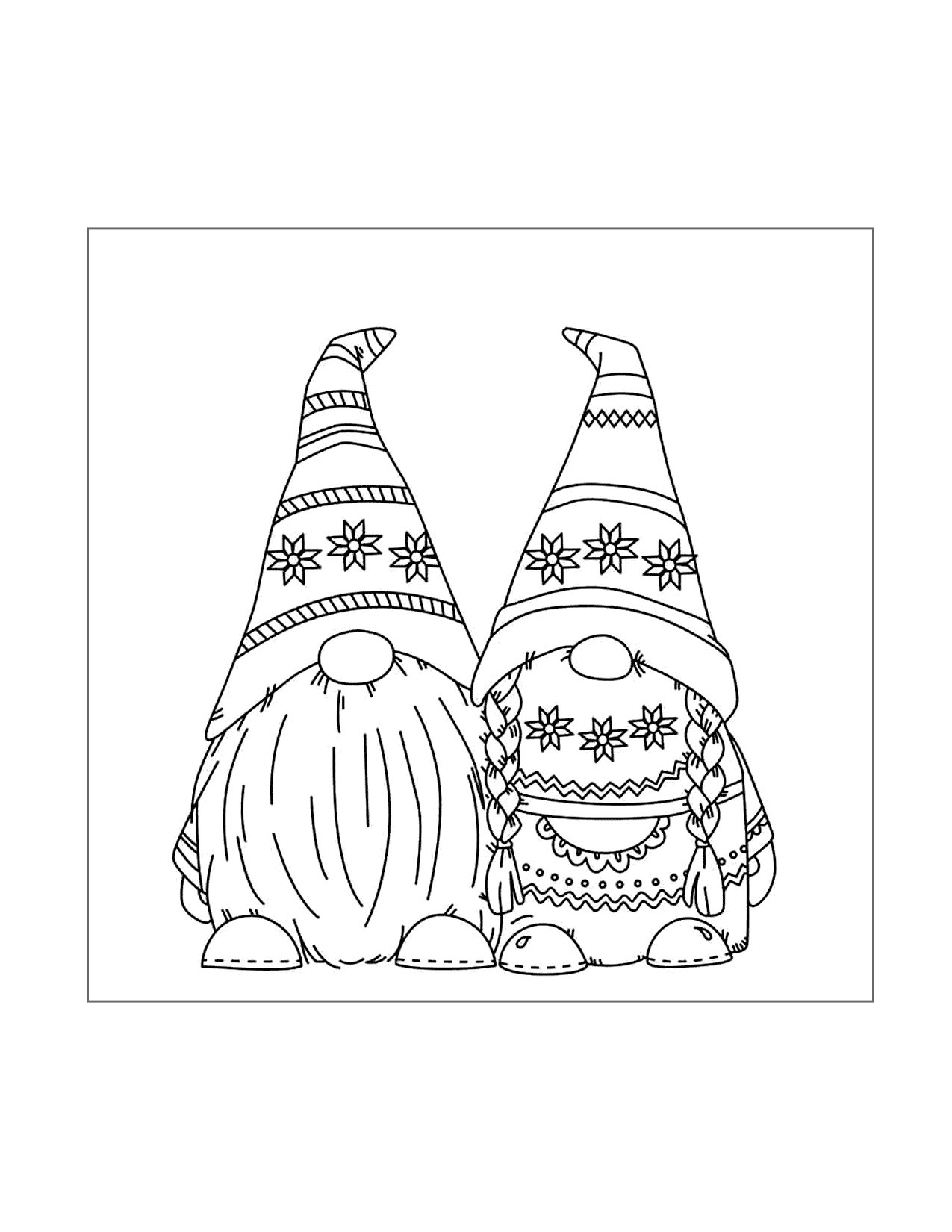 Two Winter Gnomes Coloring Page