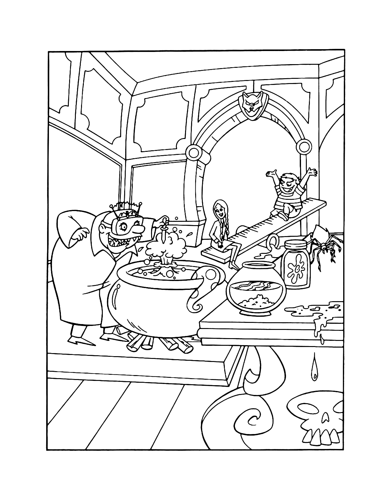 Uncle Fester Addams Creating Potion Coloring Page