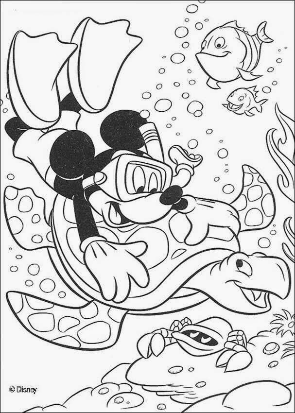Underwater Mickey Mouse Coloring Page