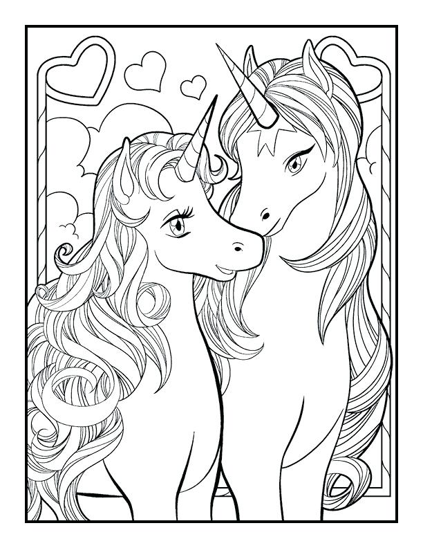 Unicorns In Love Printable Card To Color