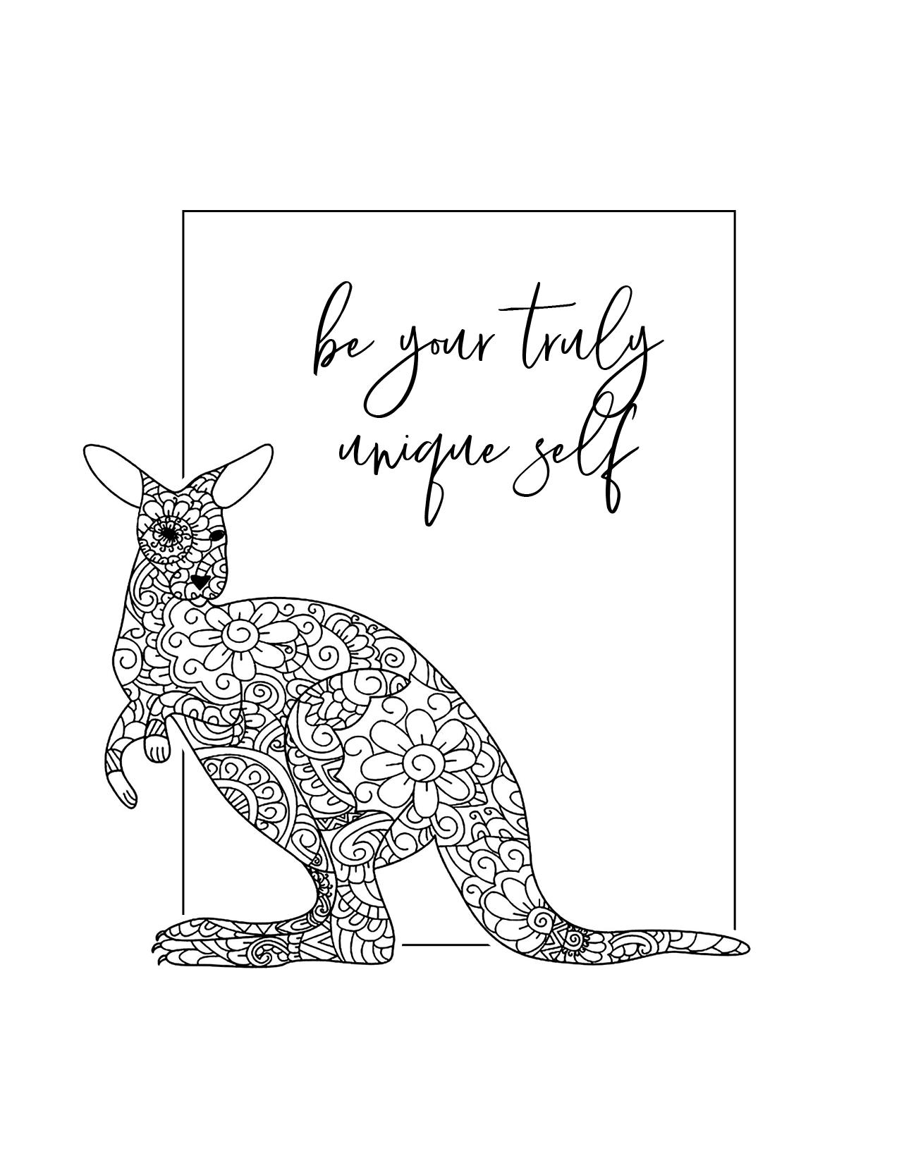 Unique Kangaroo Coloring Page