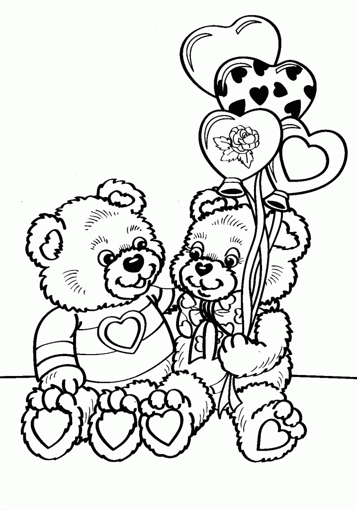 Valentine Bears Coloring Page