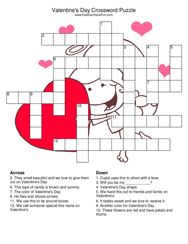 Valentines Crossword Puzzles