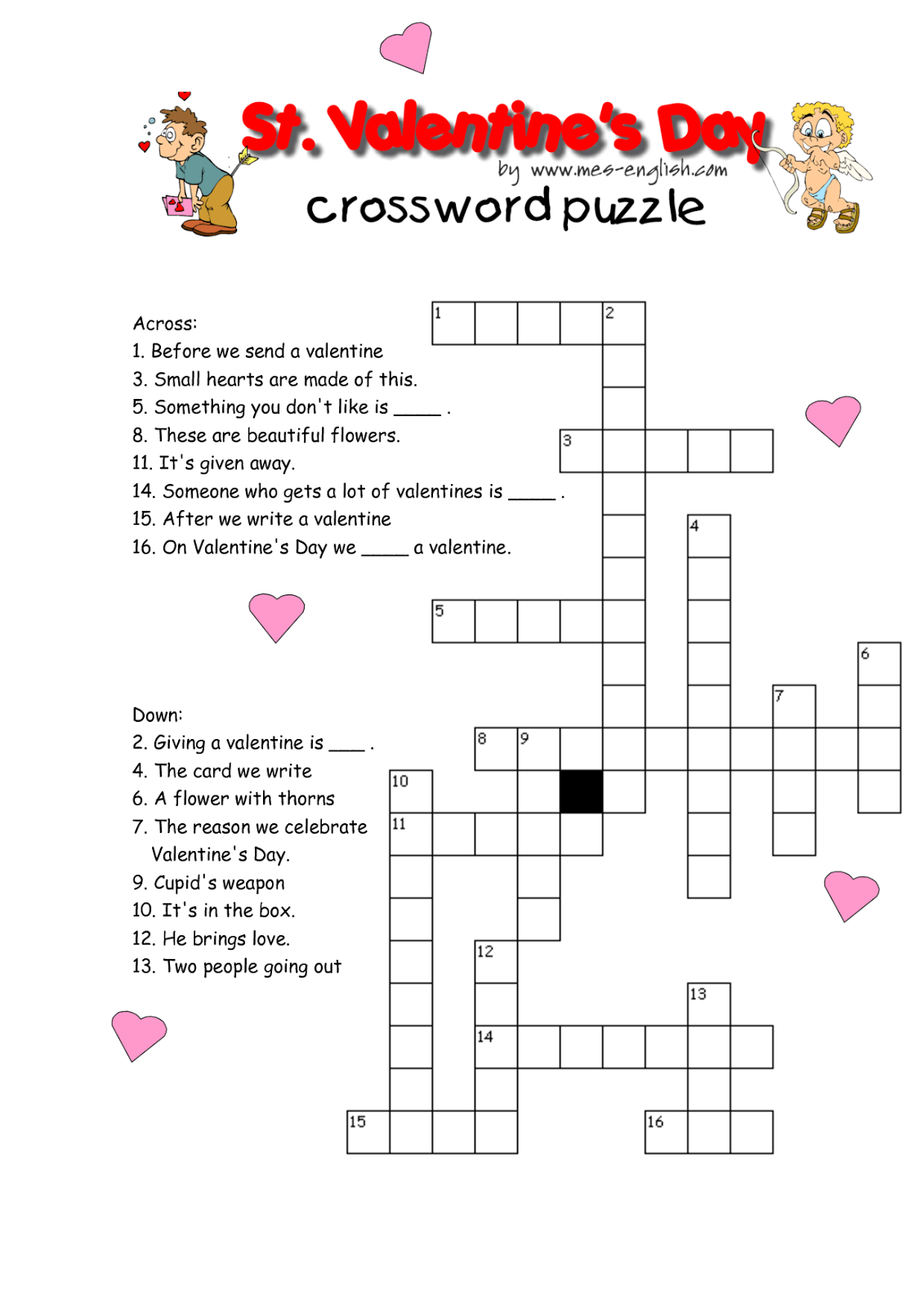 Valentines Day Crossword Puzzles