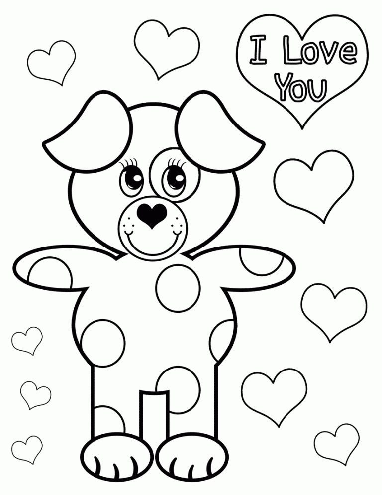 Valentines Dog - Valentines Day Coloring Pages