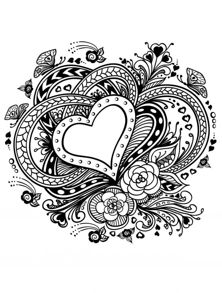 Valentines Hearts Coloring Page