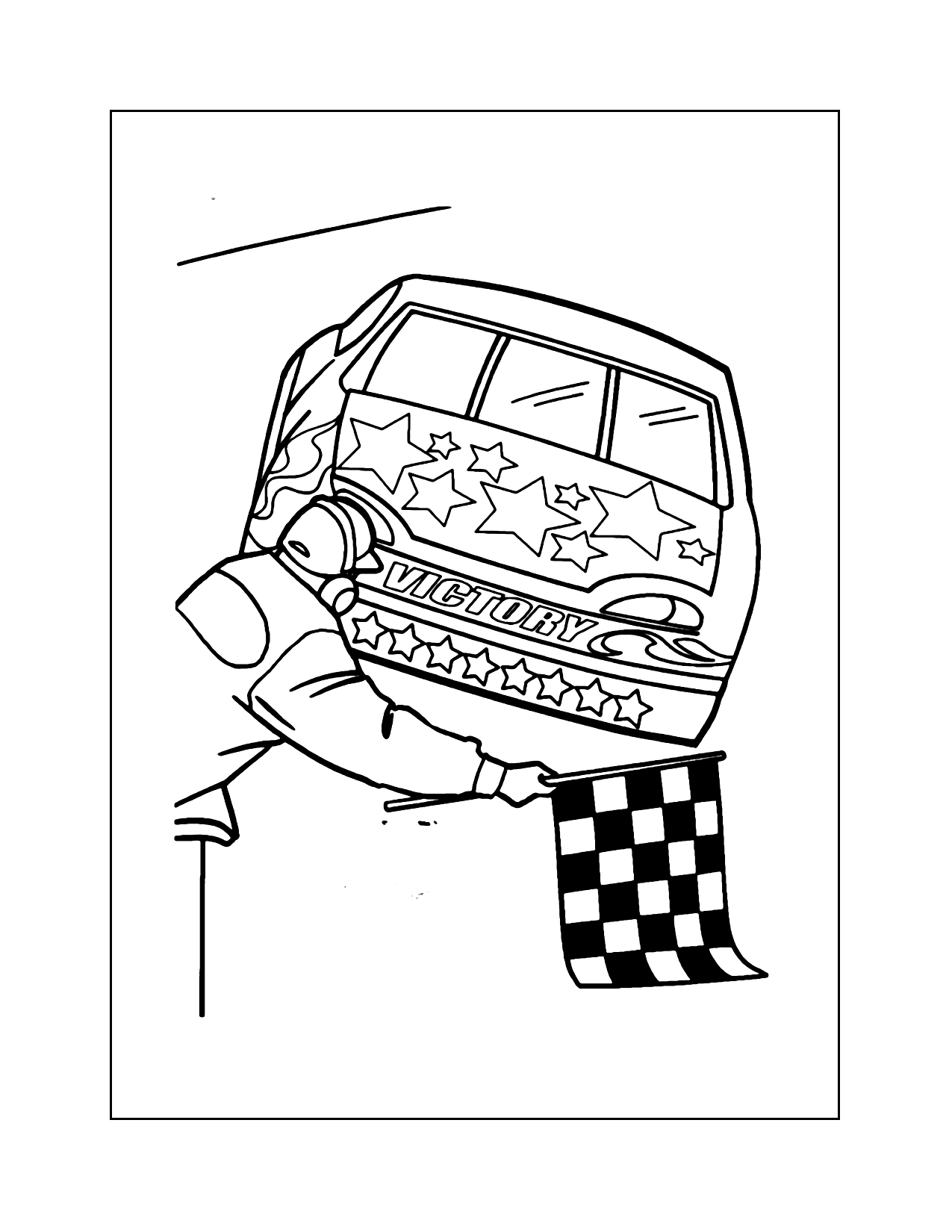 Victory Race Car With Stars Coloring Page