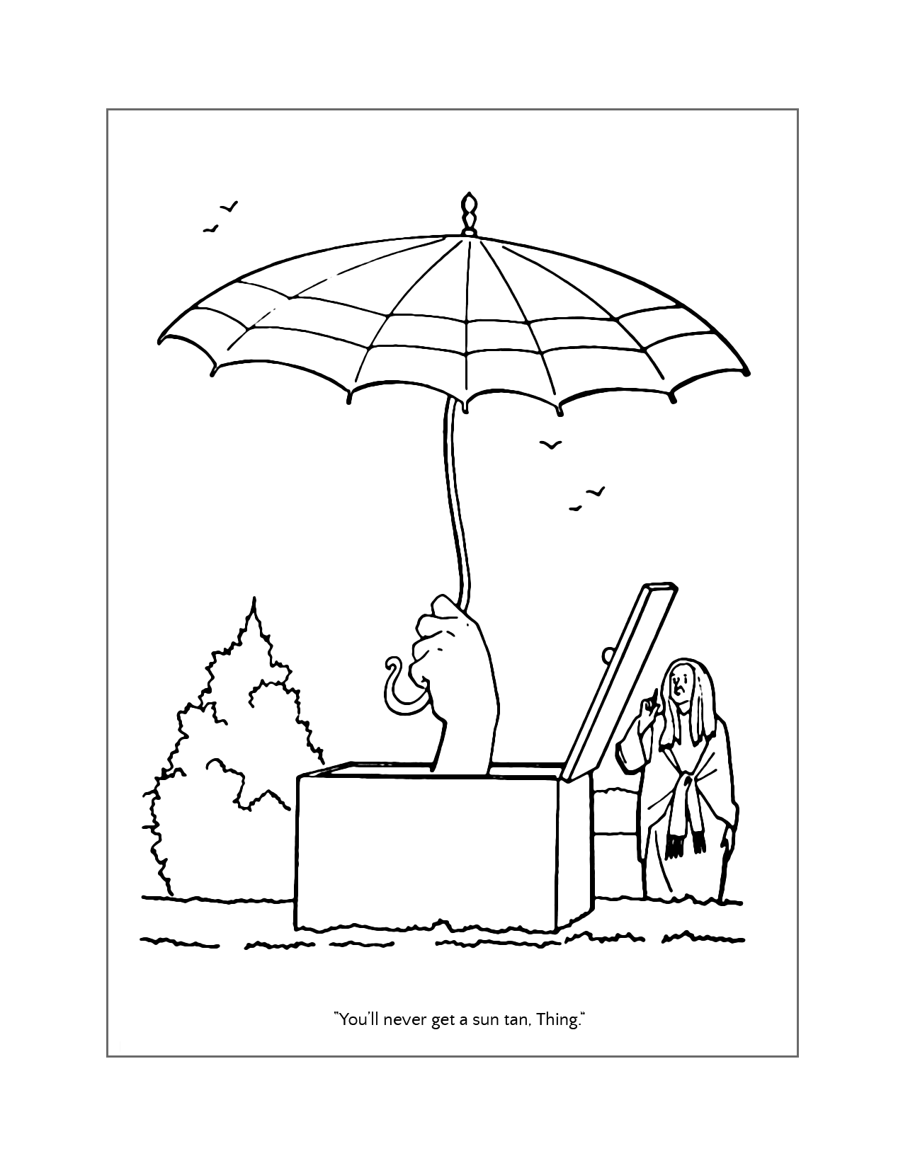 Vintage Addams Family Thing In The Sun Coloring Page