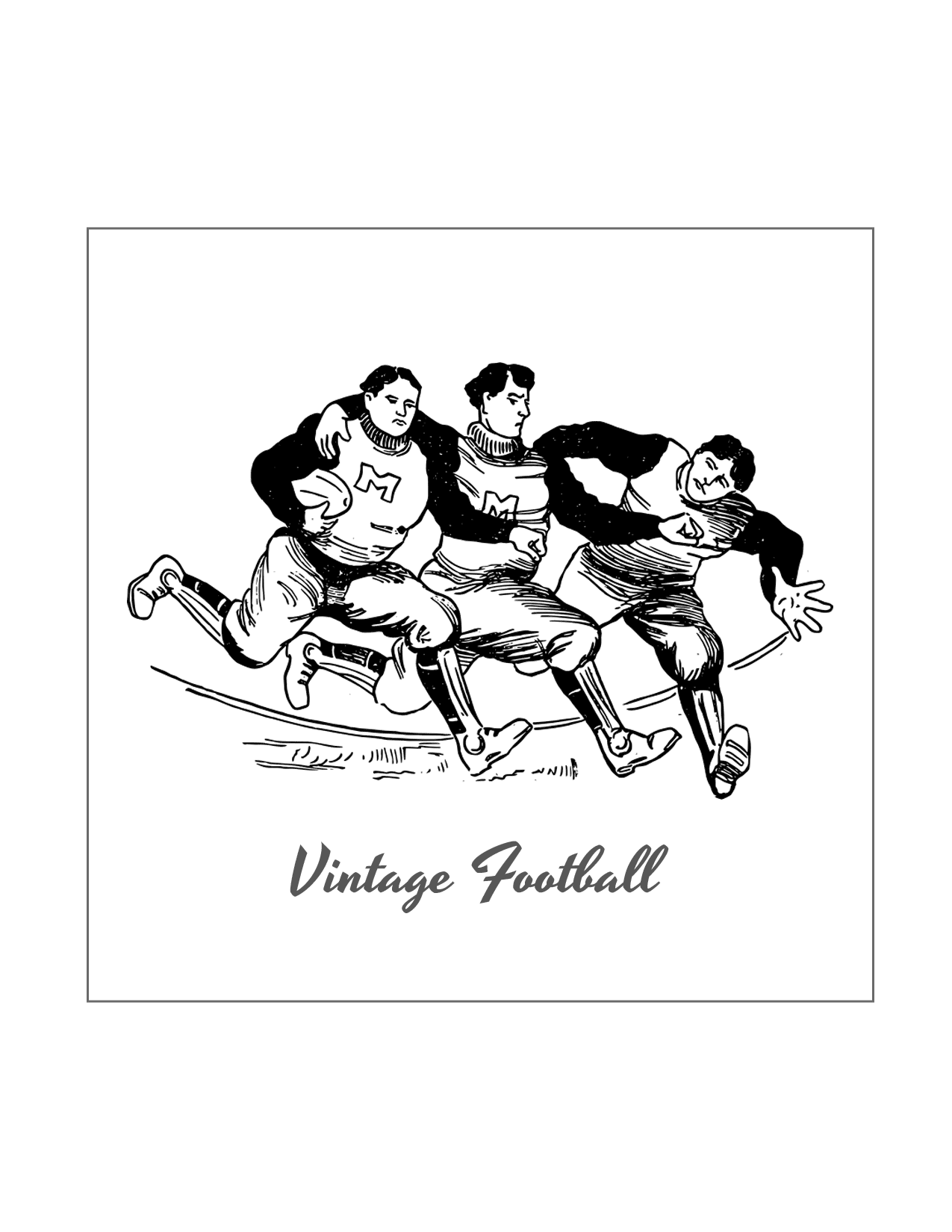 Vintage Football Players Coloring Page