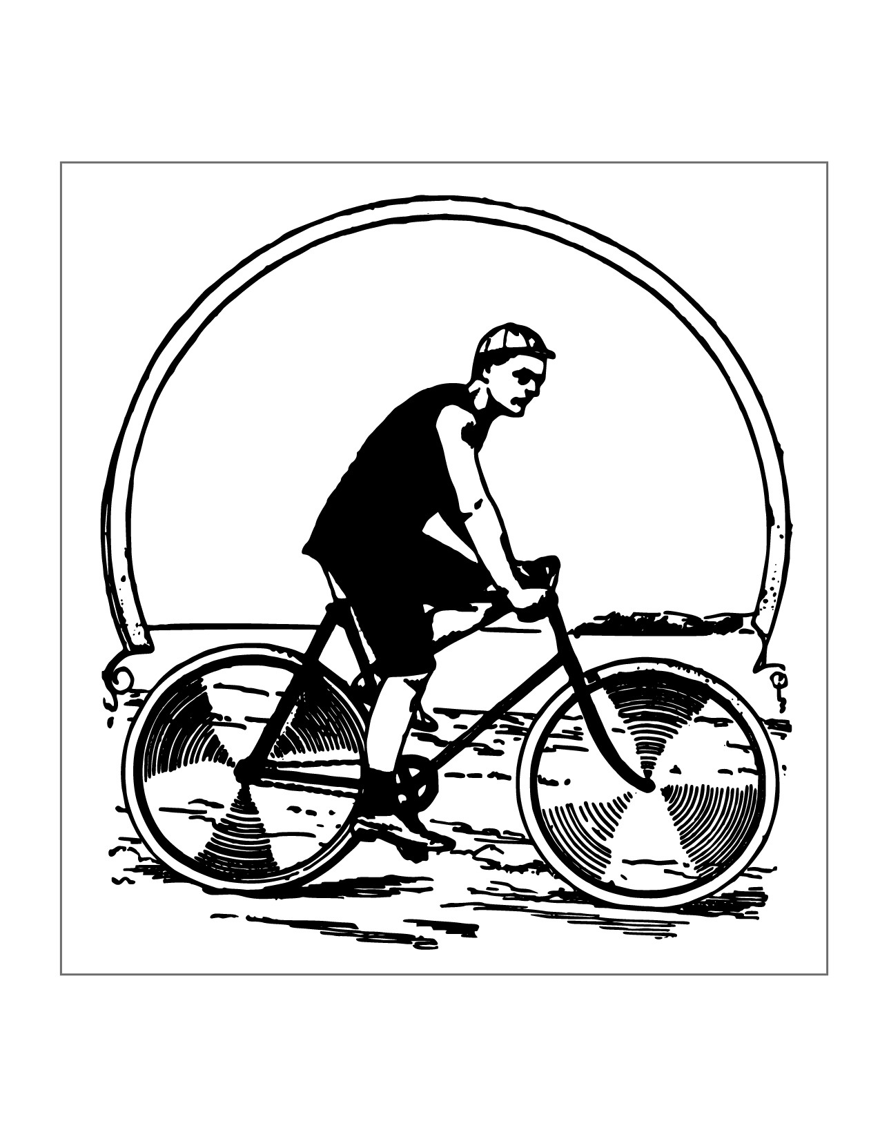 Vintage Man On Bike Coloring Page