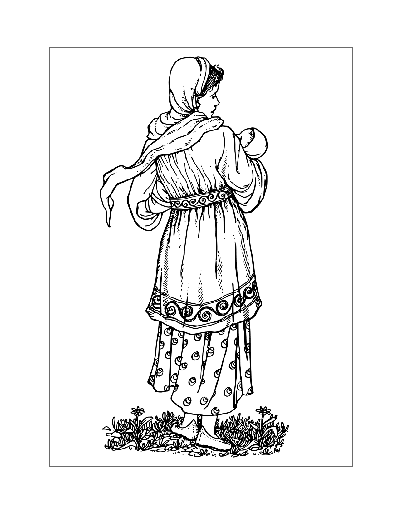 Vintage Mother Coloring Page