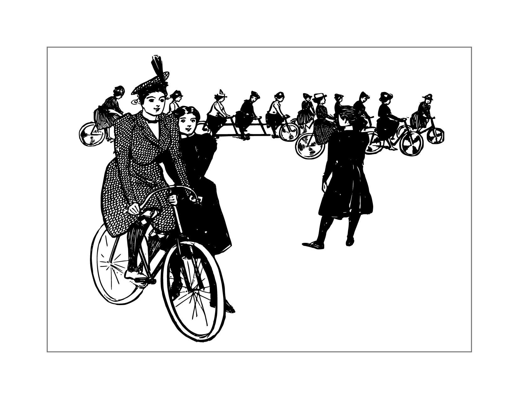 Vintage Women On Bicycles Coloring Page