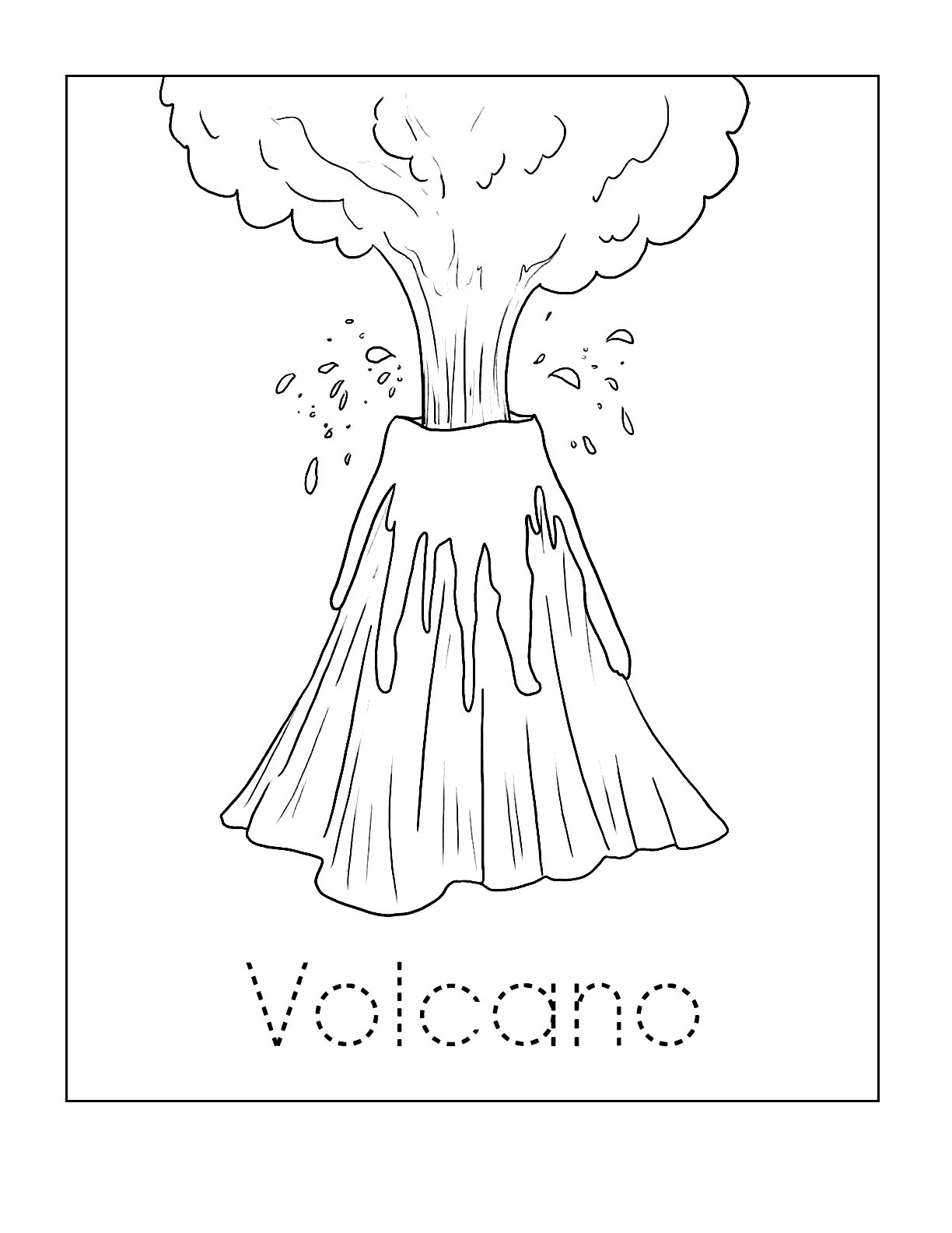 Volcano Traceable Coloring Sheet