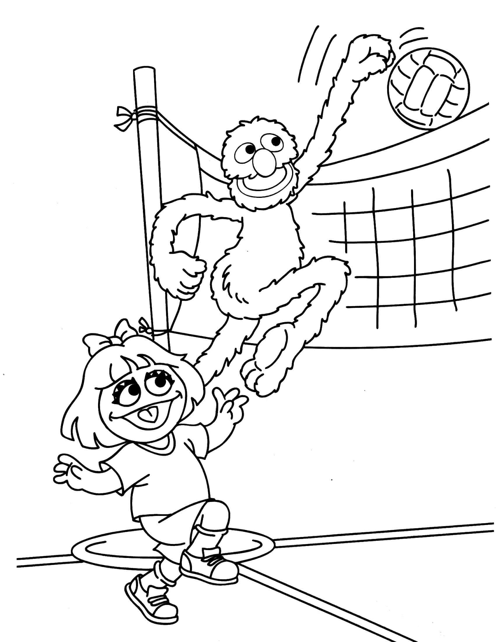 Volleyball Sesame Street Coloring Pages