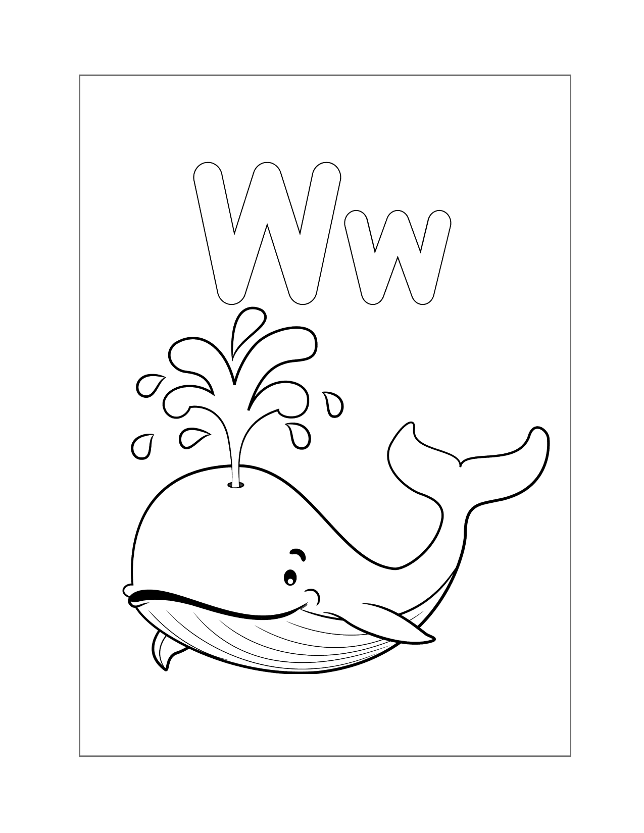 W For Whale Coloring Sheet