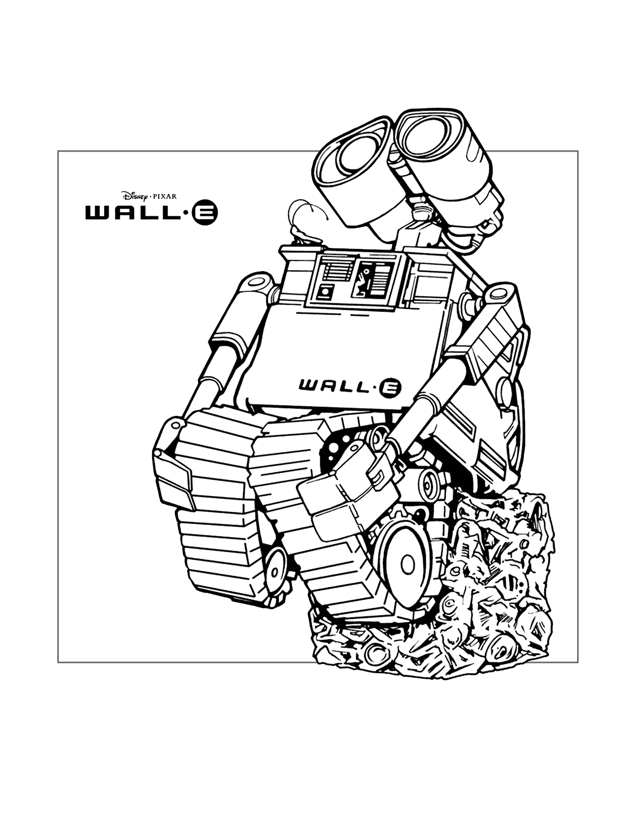 Wall E Compacts Trash Coloring Page