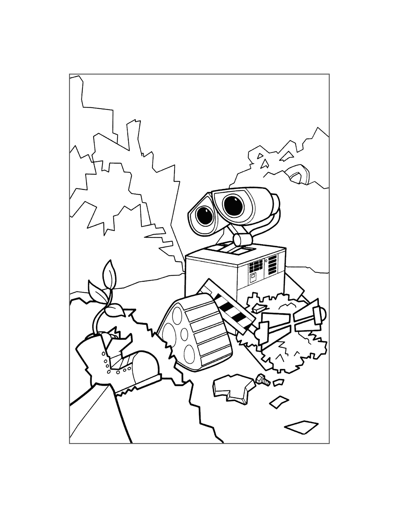 Wall E Finds A Plant Coloring Page