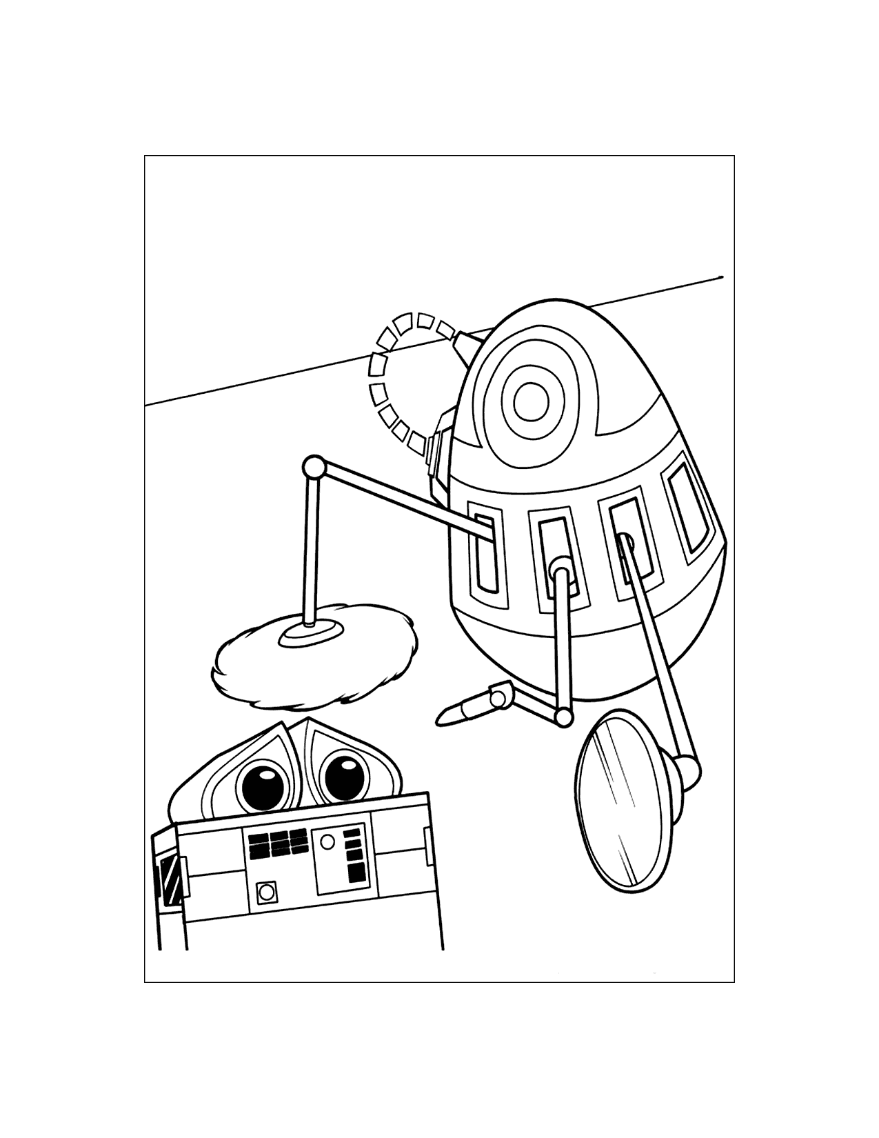 Wall E Needs A Cleaning Coloring Page
