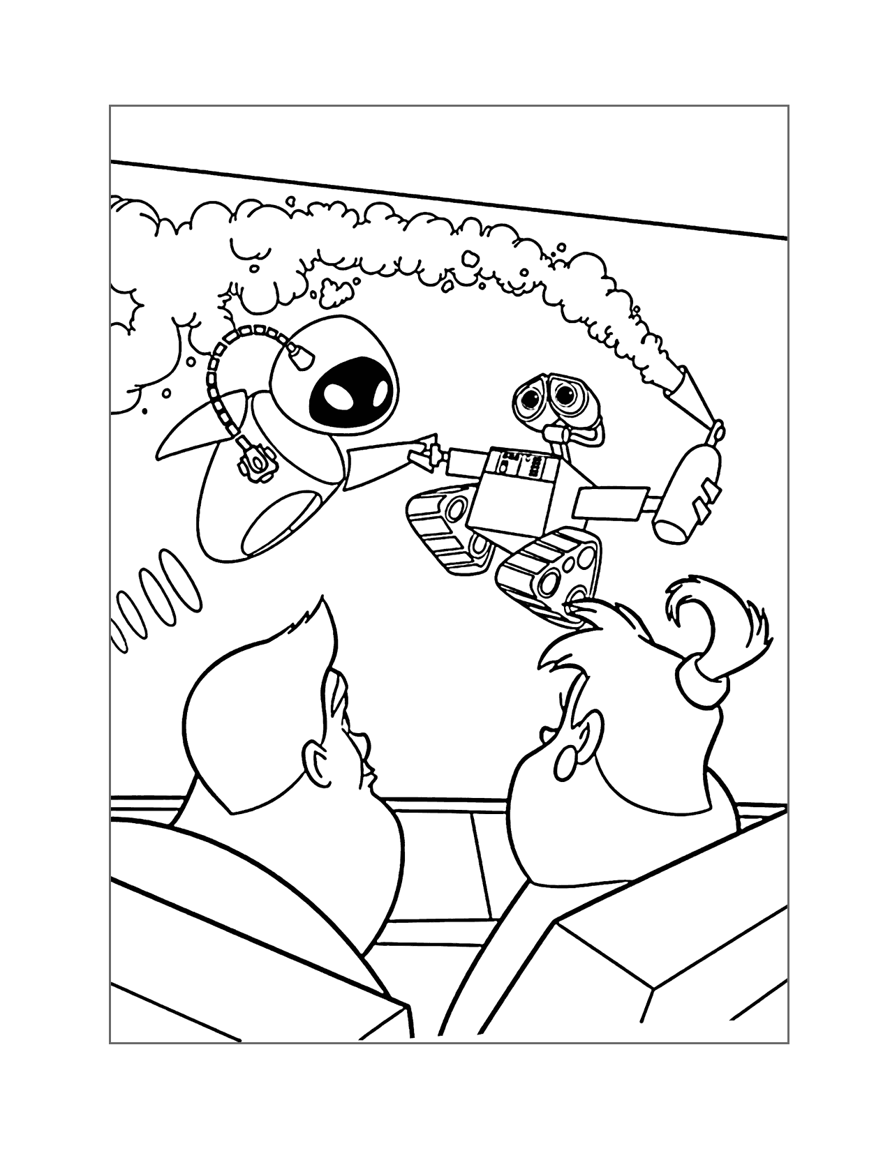 Wall E And Eve In Space Coloring Page