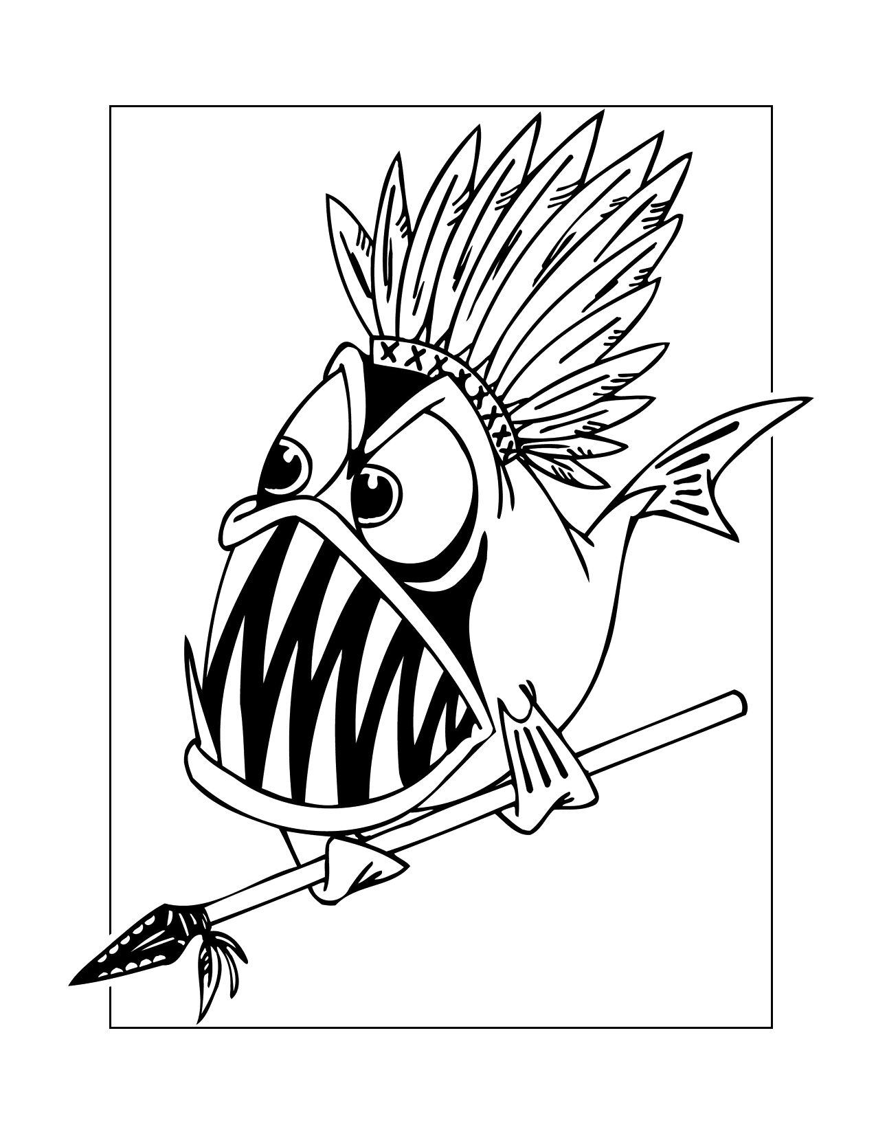 Warrior Phirana Fish Coloring Page