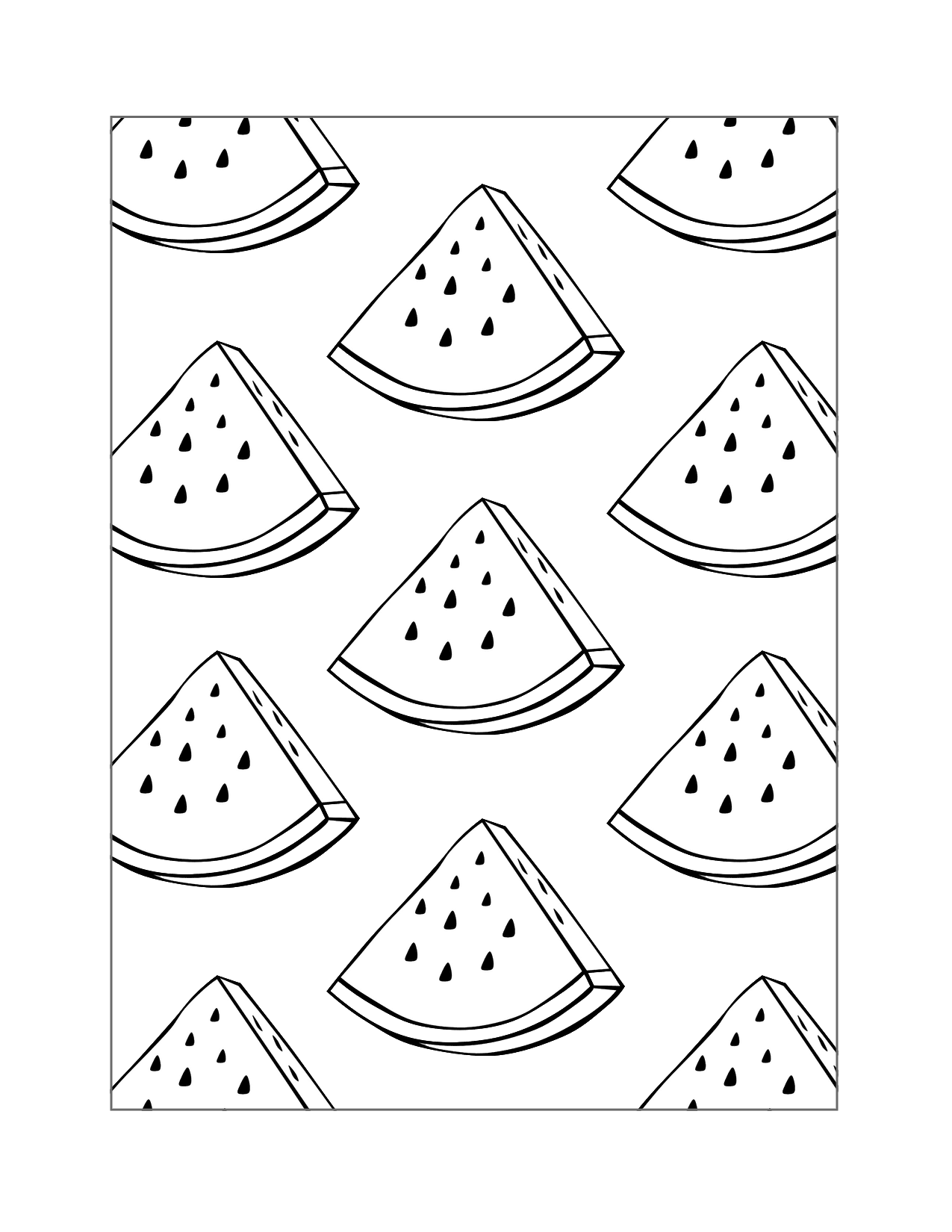 Watermelon Pattern Coloring Page