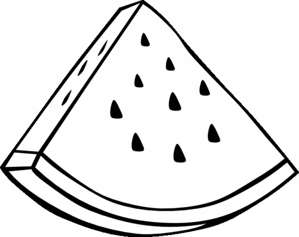Watermelon Slice Fruit Coloring Page