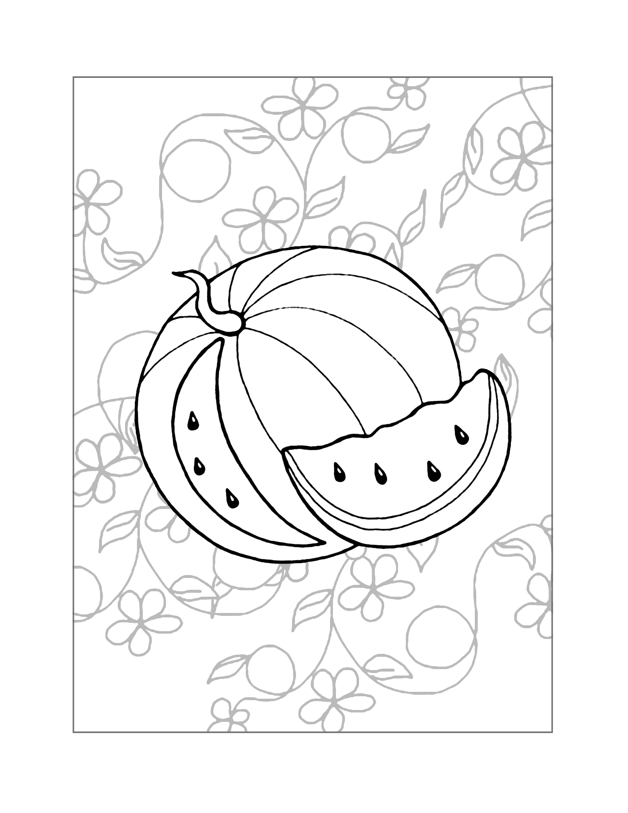 Watermelon Vines Coloring Page