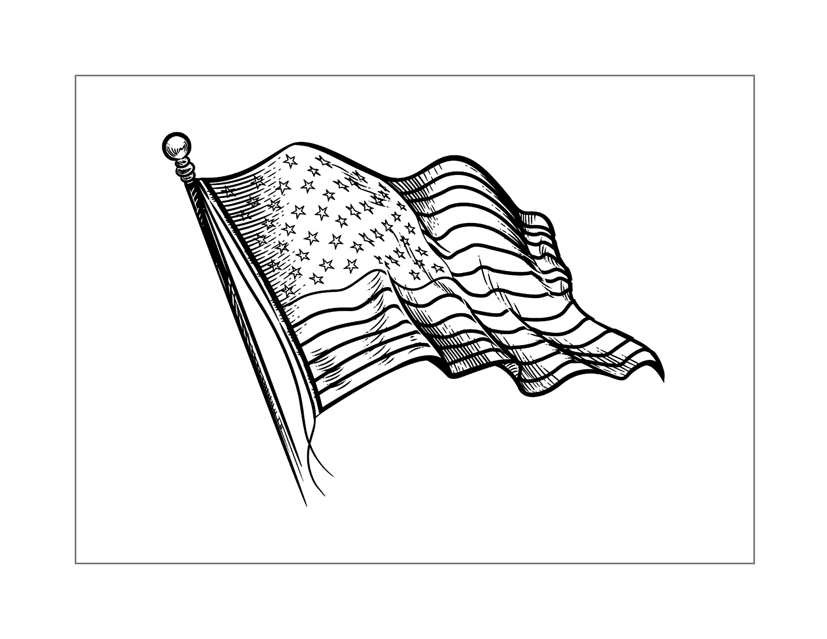 Waving American Flag Coloring Page