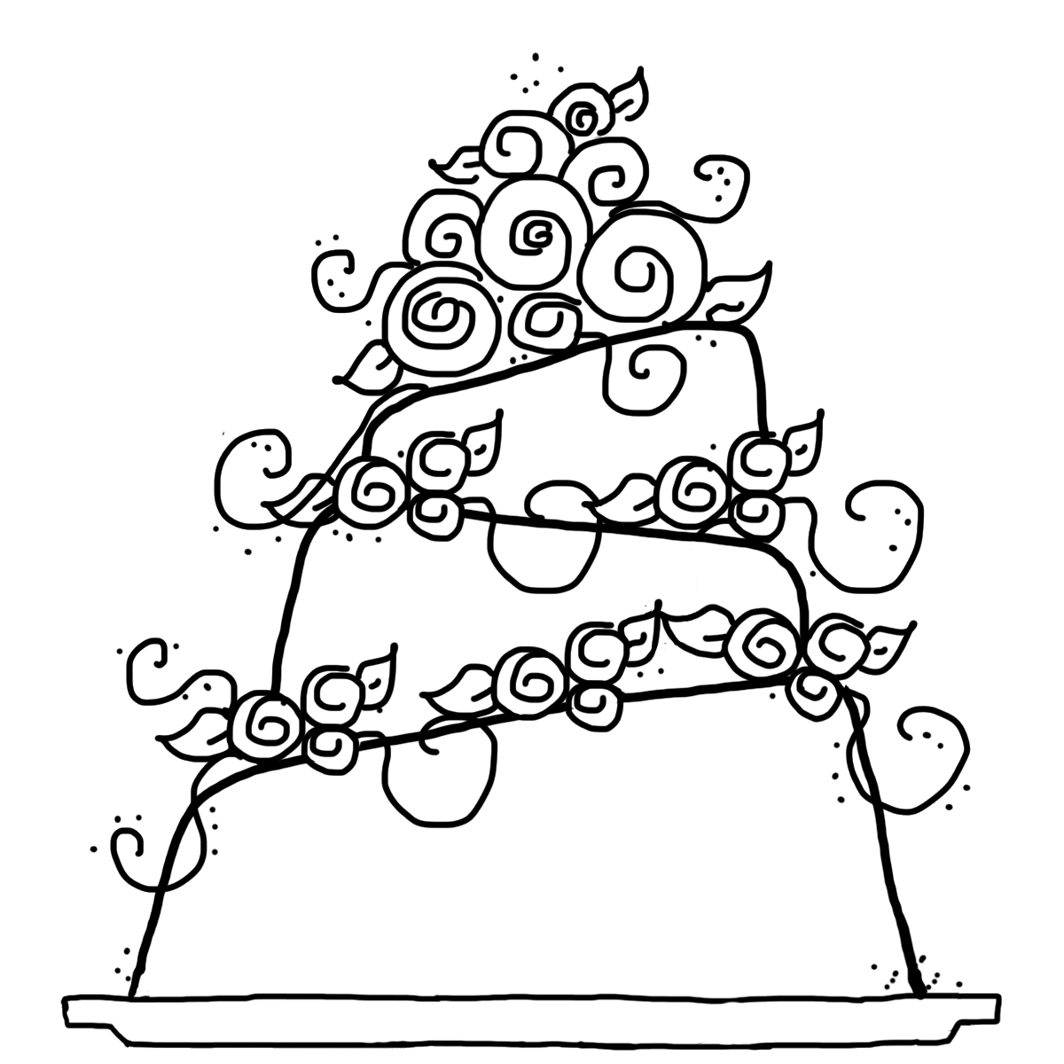 Wedding Cake Clipart to Color