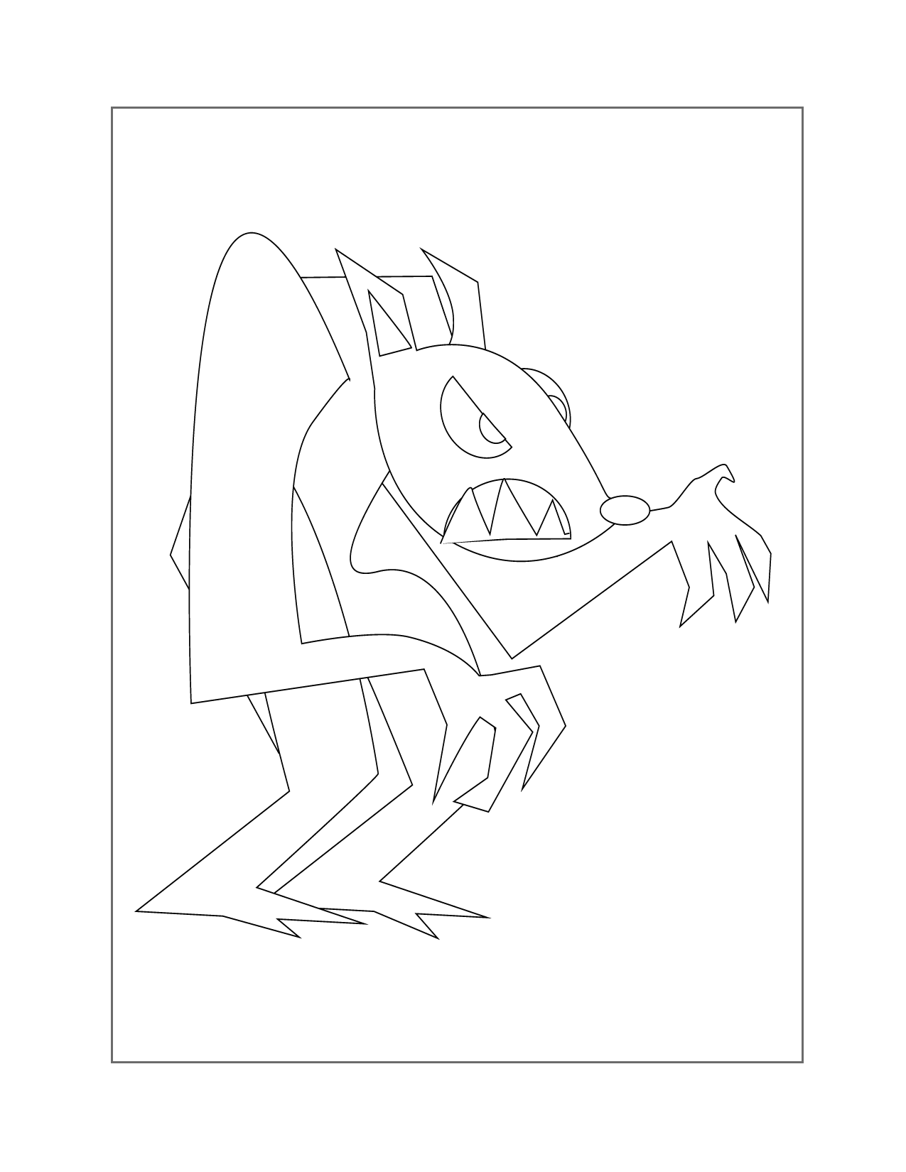 Werewolf Lineart Coloring Page
