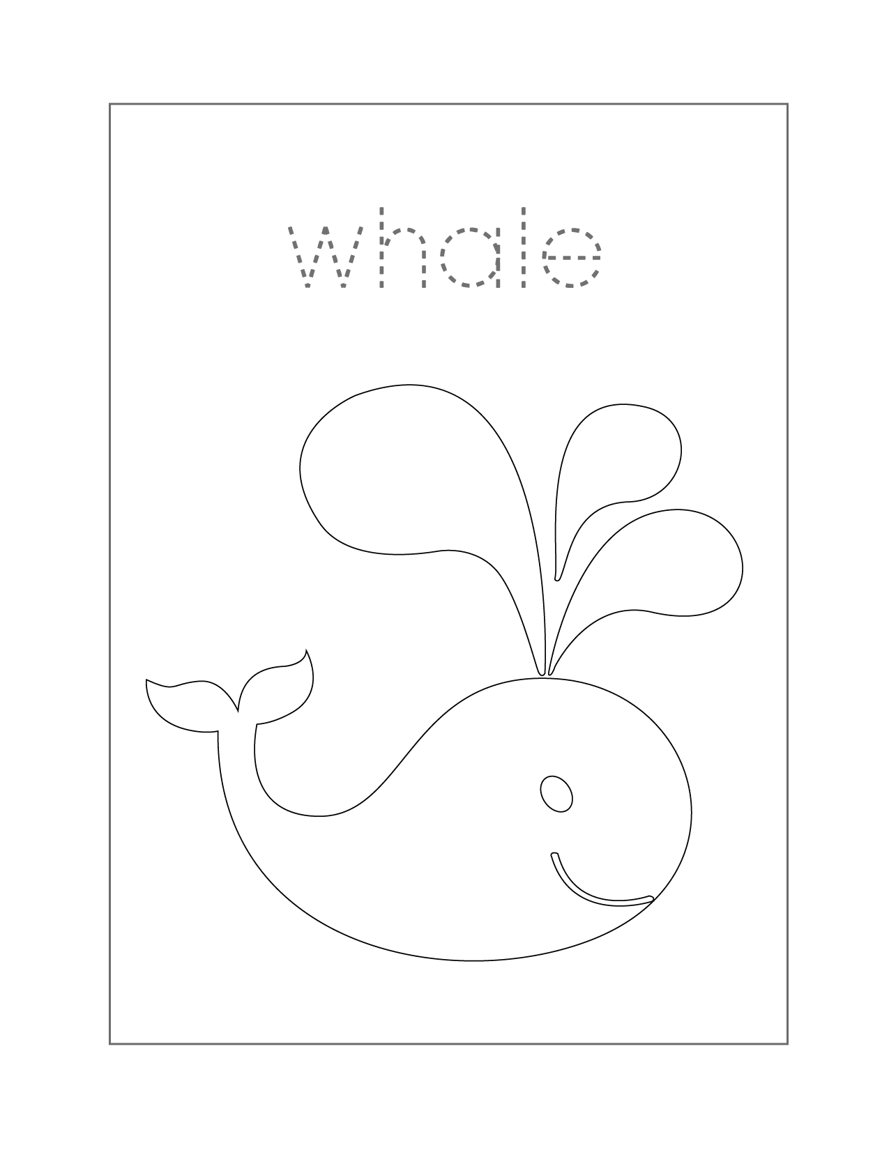 Whale Spelling And Coloring Page