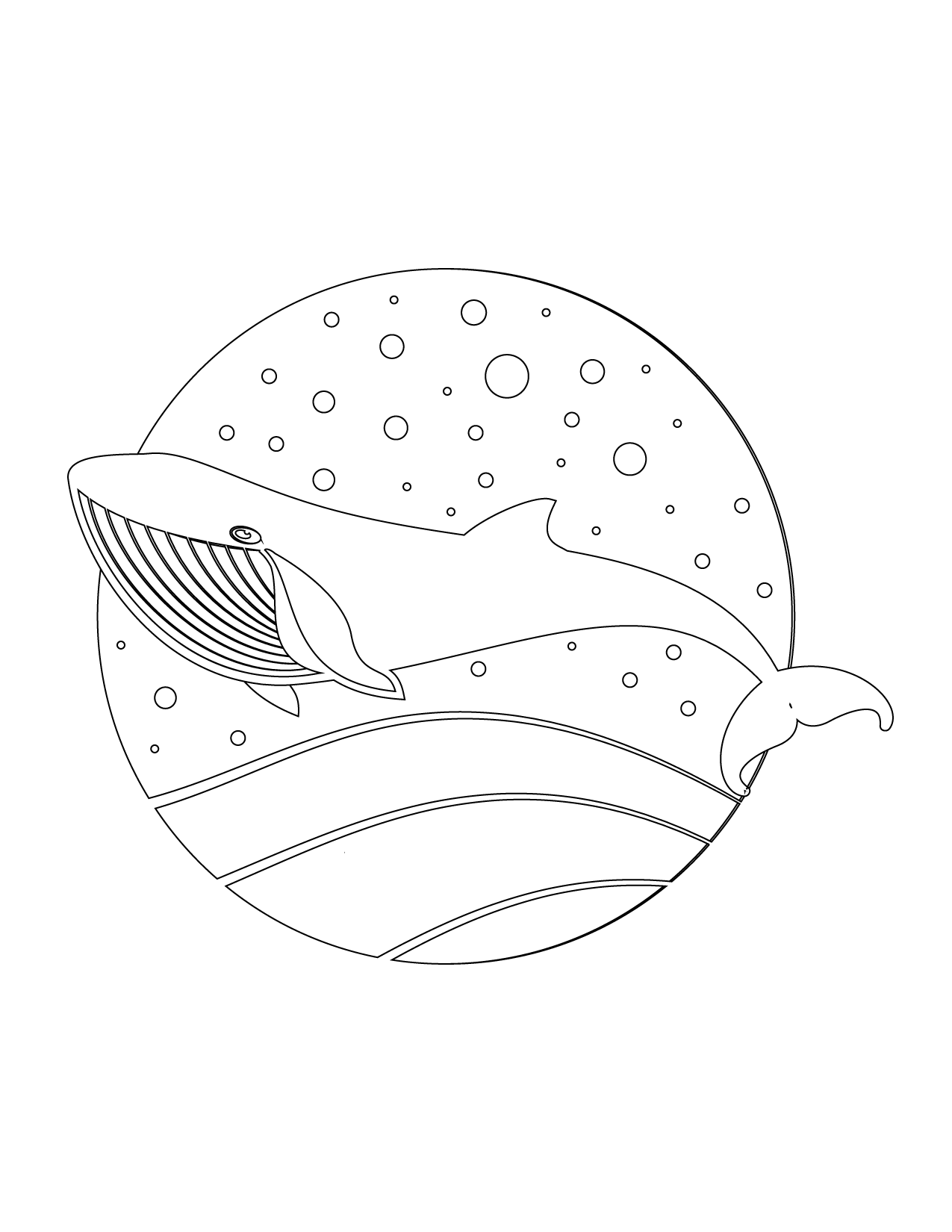 Whale In The Ocean Coloring Page