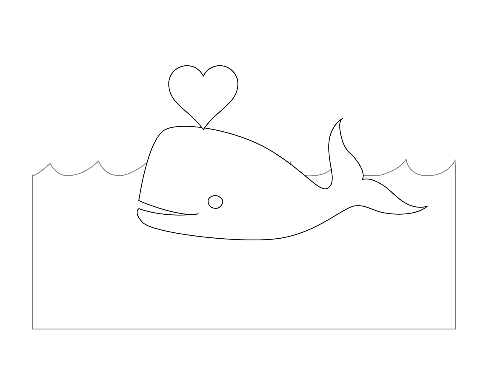 Whale With Heart Coloring Page