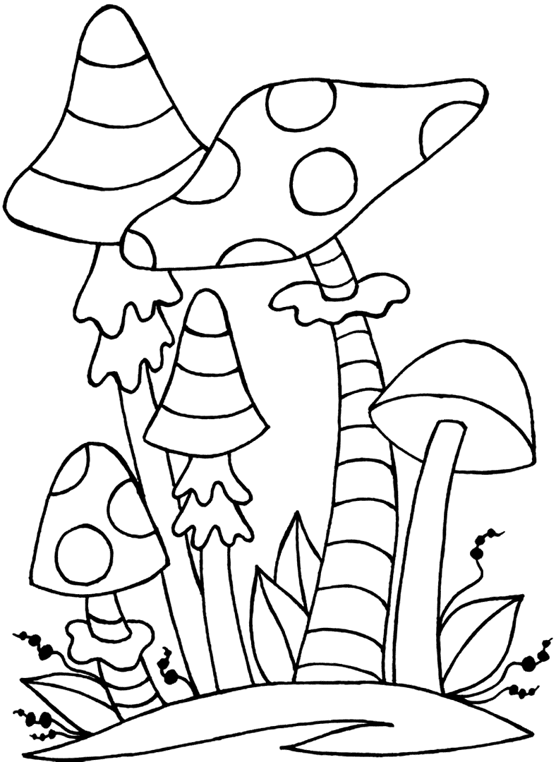 Whimsical Mushroom Coloring Page