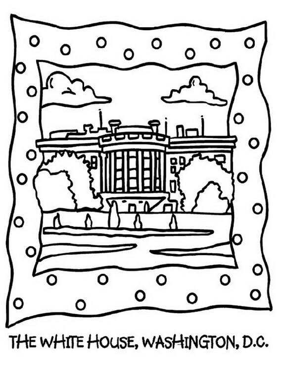 White House Presidents Day Coloring Page