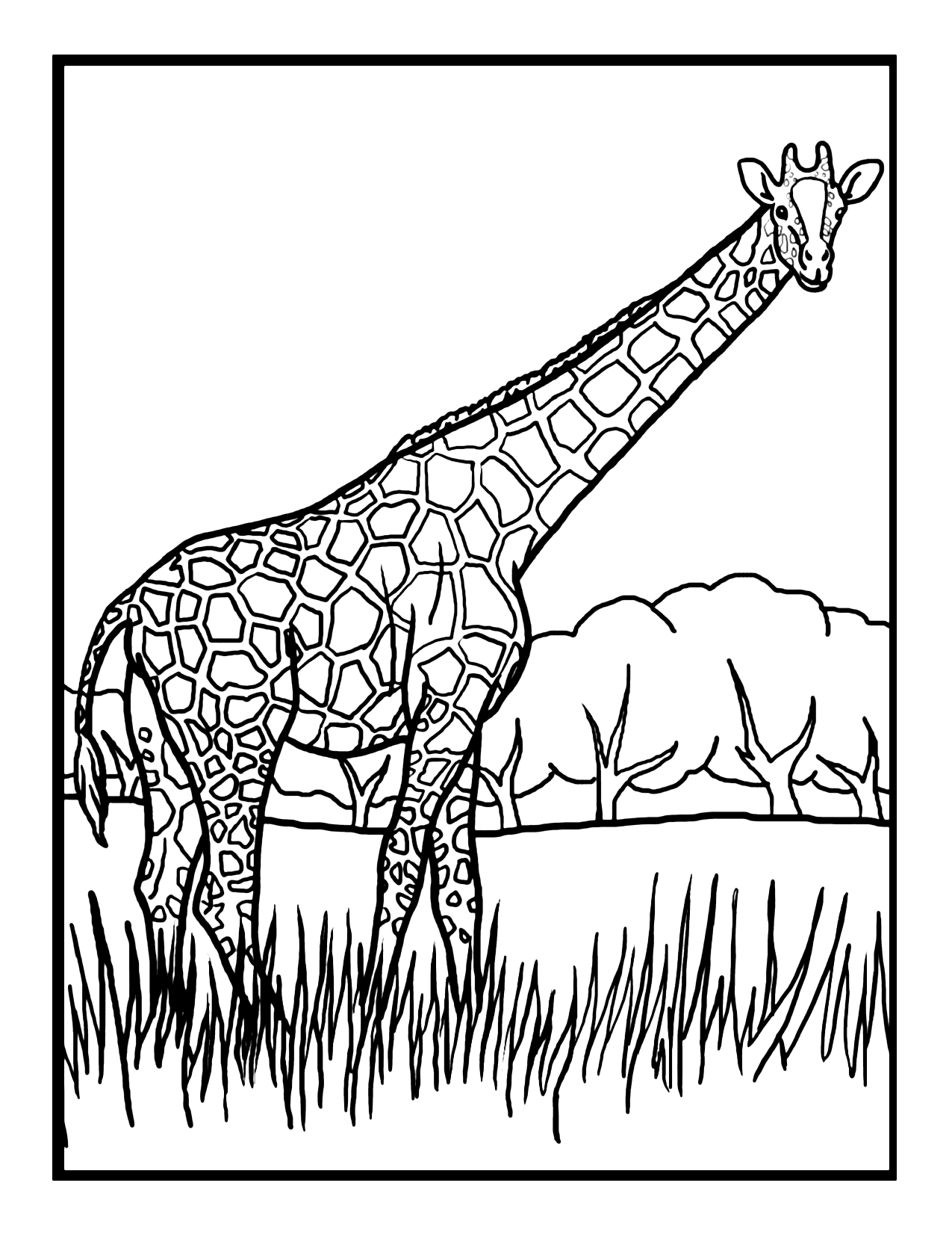 Wild Giraffe Coloring Page