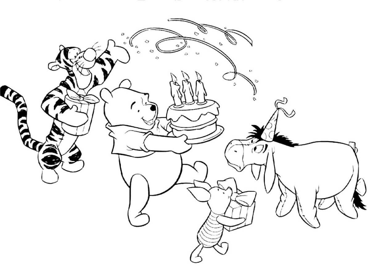 Winnie The Pooh Happy Birthday Coloring Pages