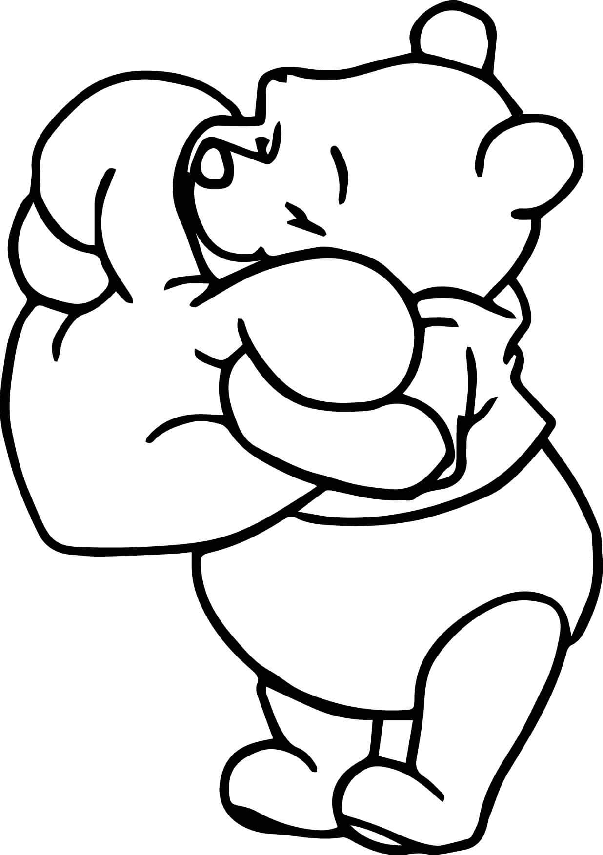 Winnie the Pooh Loves Coloring Pages