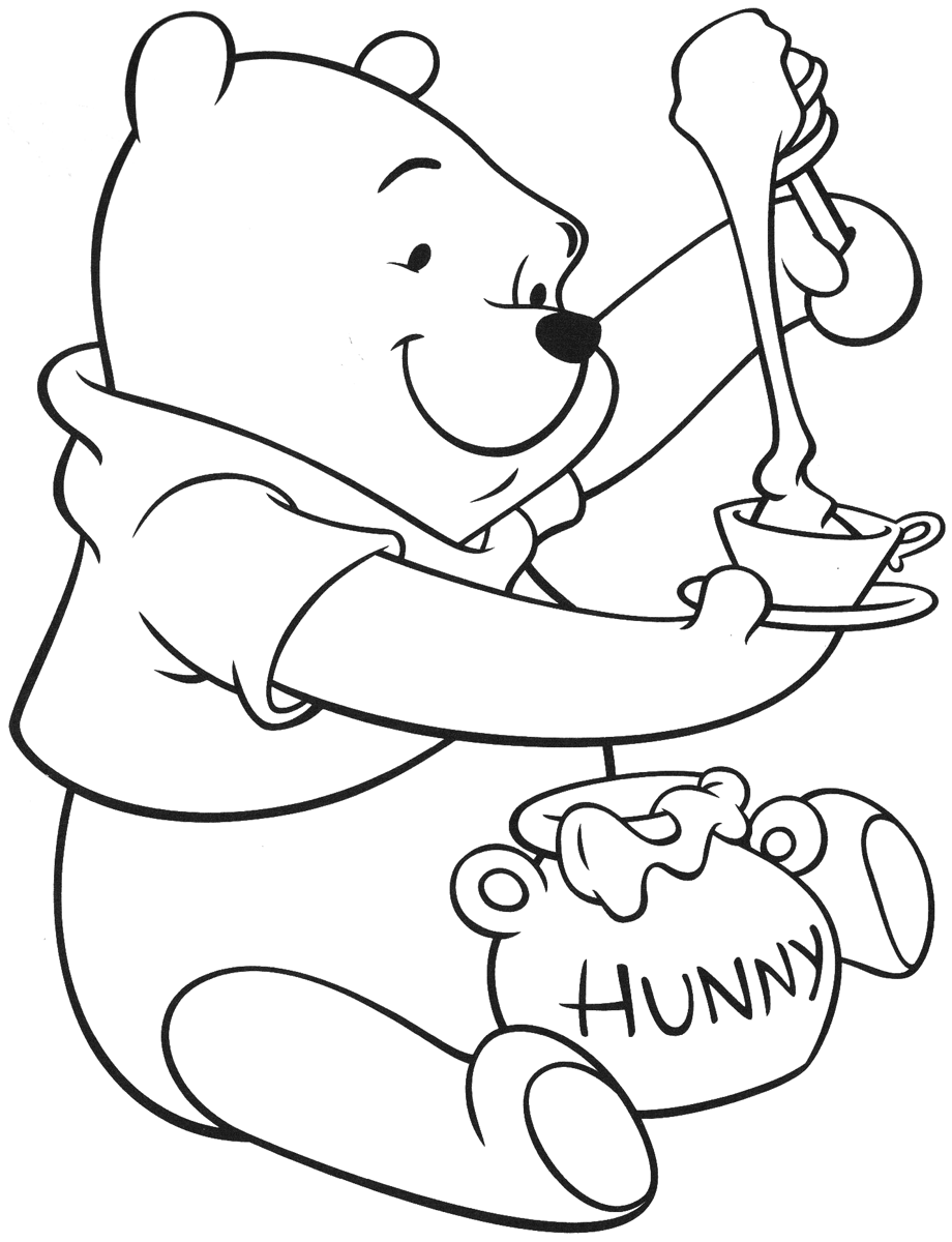 Winnie the Pooh and Honey Coloring Pages