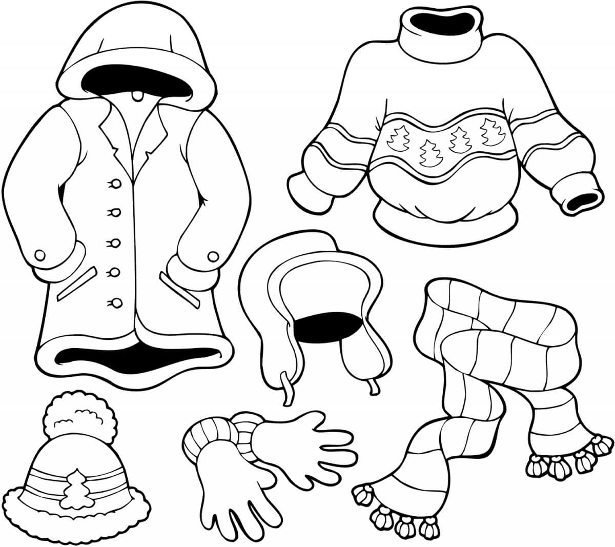 Winter Clothes Coloring Page